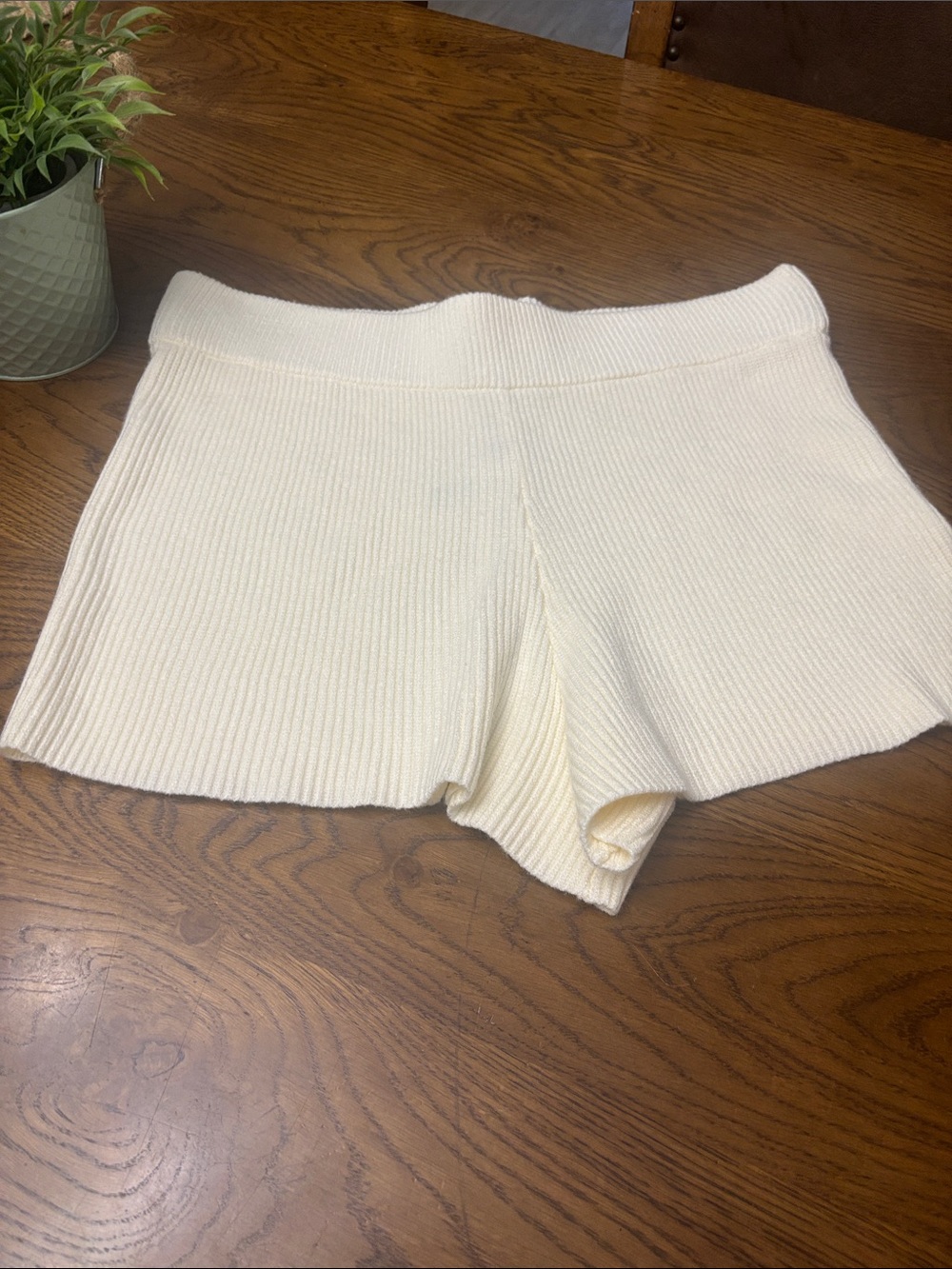 THE DROP Ribbed Knit Shorts in Whisper White BNWT